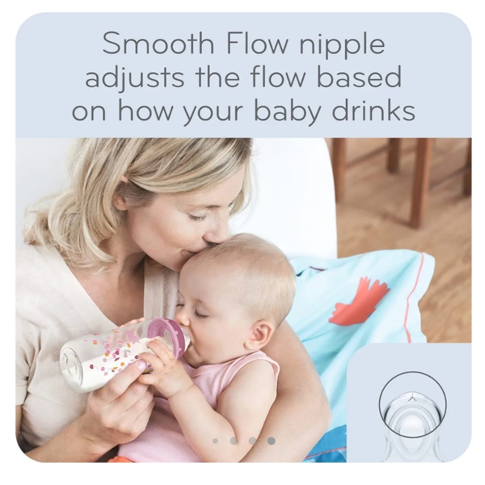 EUC Nuk smooth flow anti colic baby bottles Pink Rose Set of 4 - Picture 4 of 7